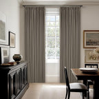 Taupe Gray Linen Blackout Pleated Curtains 90 Inches Long - Image 9