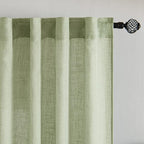 MIULEE Sage Green Kitchen Curtain 24 Inches Length 2 Panels Farmhouse | Soft - Image 4