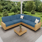 hyha Waterproof Couch Cushion Covers for Pets, Non Slip Sofa Seat Cover for Dogs Washable, Soft Thick Stretch Jacquard Fabric, Sofa Slipcovers with Elastic Bottom (2 Pieces, Blue)