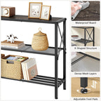 Hoctieon Industrial Console Table, 3 Tier Entryway Table, Hallway Table, Narrow Sofa Table with Shelves, Entrance Table for Entryway, Living Room, Foyer, Hallway, Office, Grey