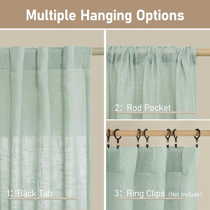 Living Room Linen Curtains 95 Inch - Image 3