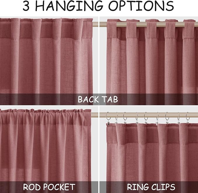 Canyon Rose Linen Curtains 72 Inch Length - Image 2