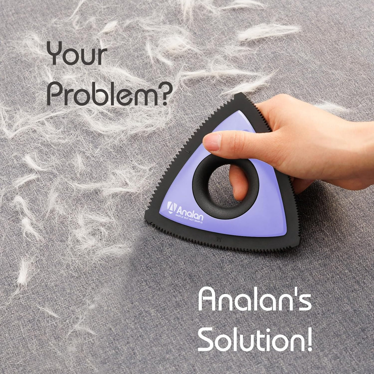 Analan Mini Pet Hair Remover for Car Detailing Supplies, Carpet Dog Hair Remover for Car Interior, Triangle Dog Hair Remover for Auto Detailing, Couch, Furniture, Lint, Carpet(Purple)