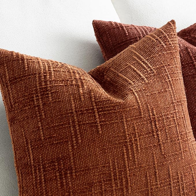 MIULEE Chenille Textured Fall Lumbar Pillow Covers Burnt Orange 12x20 | Set of 2 - Image 4