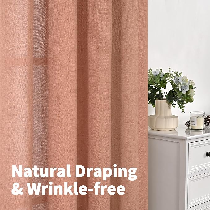 YoungsTex Terracotta Linen Curtains 54 Inch Length - Image 6