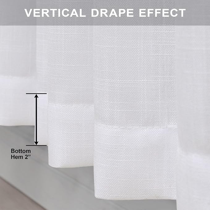 Pitalk White Linen Extra Long Curtains 120 Length - Image 7