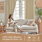 Natural Linen Full Blackout Window Curtains - Image 3