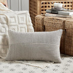 Fancy Homi 2 Packs Neutral Grey Lumbar Decorative Throw Pillow Covers 14x24 Inch - Image 2