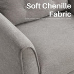 Mid Century Modern Accent Chairs, Chenille Grey Upholstered Armchair,Living Room Chairs with Wooden Legs, Side Single Sofa Chair for Bedroom, Office Cafe Waiting Room Apartment