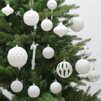 Senjie 63pcs Velvet Christmas Balls Bulk Flocked Christmas Tree Ball Ornaments Plastic Balls Xmas Hanging Ornaments Christmas Tree Decor Cream