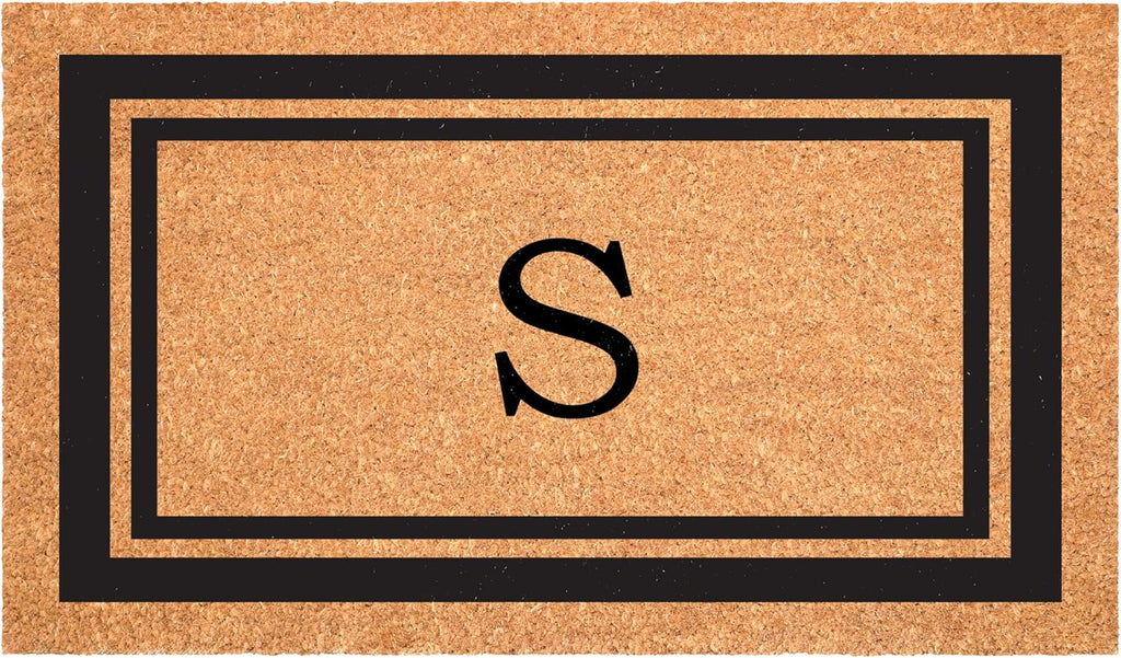 Calloway Mills 152961830S Black Border 18" x 30" Monogram Doormat, (Letter S)