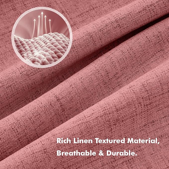 MIULEE 100% Blackout Linen Curtains 42 x 72 Inch Dusty Rose Pink 2 Panels | - Image 3
