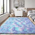 PLHXFR 4x6 Area Rugs Living Room: Fluffy Bedroom Soft Shag Rug Kid Rainbow | - Image 2