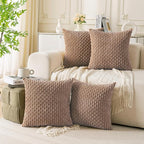 Set of 4 Light Brown Decorative Throw Pillow Covers 26x26 Inch Corduroy Pillow by Cozoomy