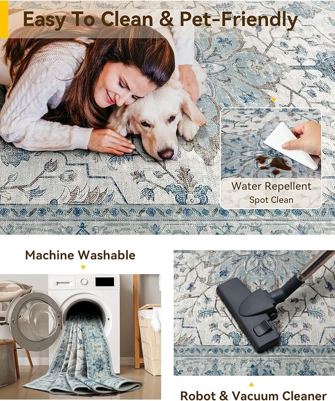 RELEANY Washable Area Rug, Runner 3'x20', Water Repellent, Pet Friendly - Image 6