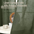 Olive Green Linen Sheer Curtains 78 inch - Image 5