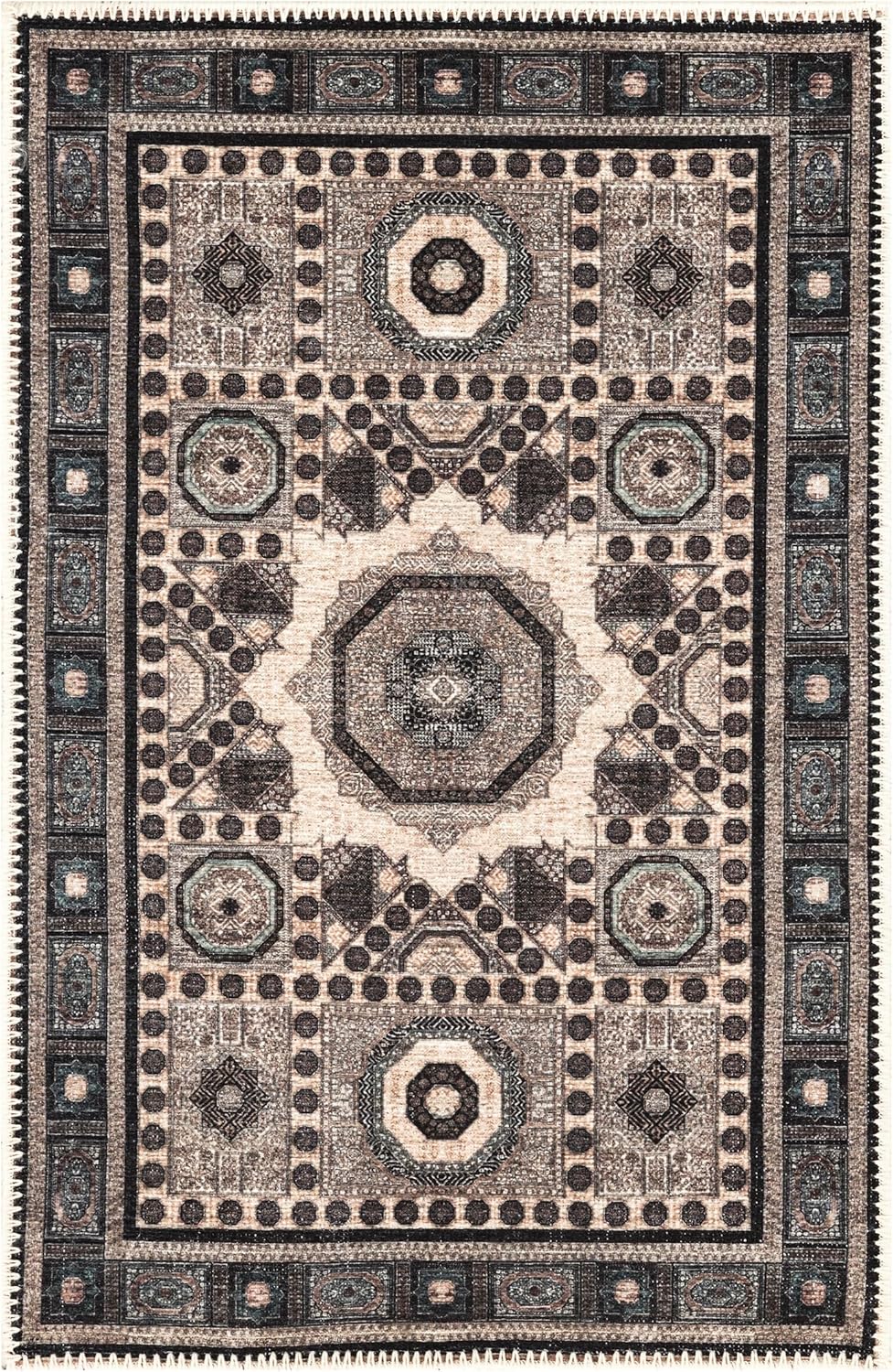 Keen Home Design 2x3 Rug - Machine Washable Entry Rug with Non-Slip Backing, Ideal for Enteryway, Kitchen, Bathroom, Laundry Room - Vintage, Easy Clean, Durable, Low Pile Rug - (2' x 3')