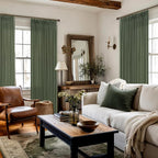 Green Pinch Pleated Linen Light Filter Memory Shape Curtains 90 Inch Long | - Image 7