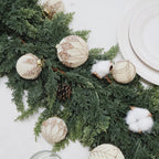 3.15INCH Beige Velvet Ornaments for Christmas Tree, 12PCS Glitter Flocked Christmas Ornaments Decorations Balls Set Decor