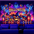 AOHMPT Glow-in-the-Dark Halloween Tapestry - UV Reactive Black Light Wall Hanging Decor for Spooky Parties, Bedroom, Living Room (Pumpkin, 79L x 59W, Unframed)