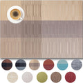 Placemats Set of 6 - Easy Clean Woven Vinyl Placemats for Dining Table, Indoor/Outdoor Place Mats, Washable PVC Table Mats （Gold Dune）