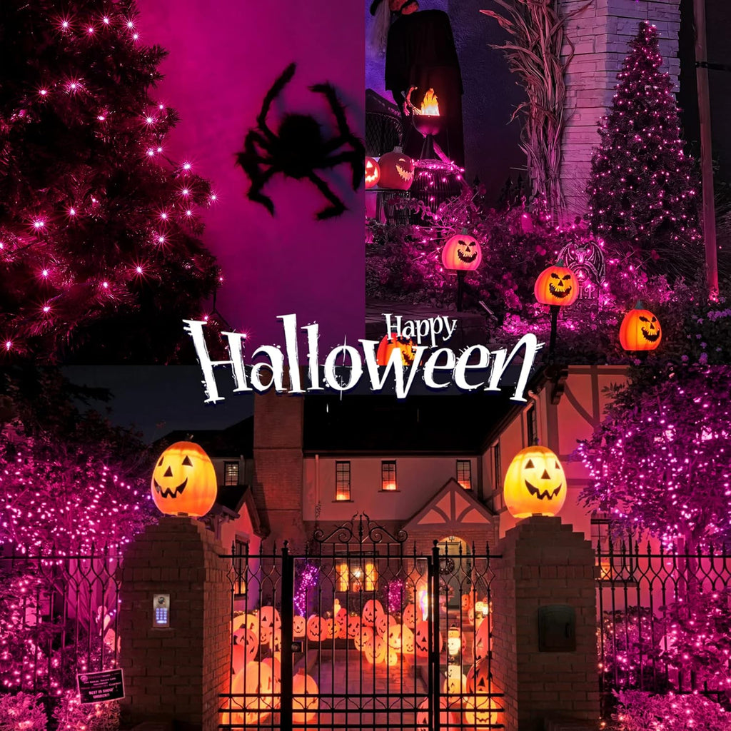 Hopolon Halloween Purple String Lights, 2PACK 50 Mini Fairy Lights Set, Green Wire 13Ft Traditional Halloween Holiday Décor for Home, Christmas Tree, Bedroom, Patio, Wedding (2pcs Purple)