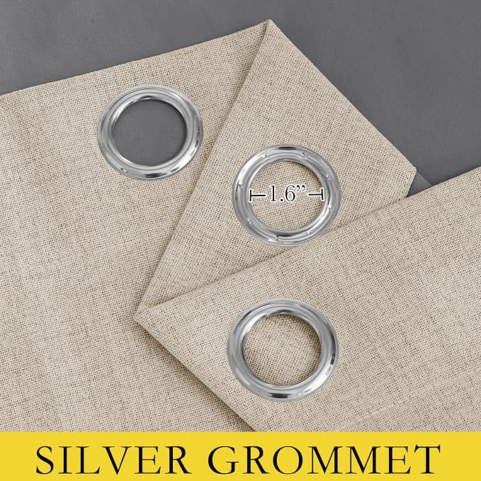 NICETOWN Cream 100% Blackout Linen Curtains 108 inch Long Burg - Image 7