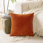 Set of 4 Burnt Orange Decorative Throw Pillow Covers 16x16 Inch Corduroy Pillow - Image 8