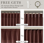 Linen Pleated Rust Brown Memory Trained Light Filtering Curtains 102 Inch | 102 - Image 3