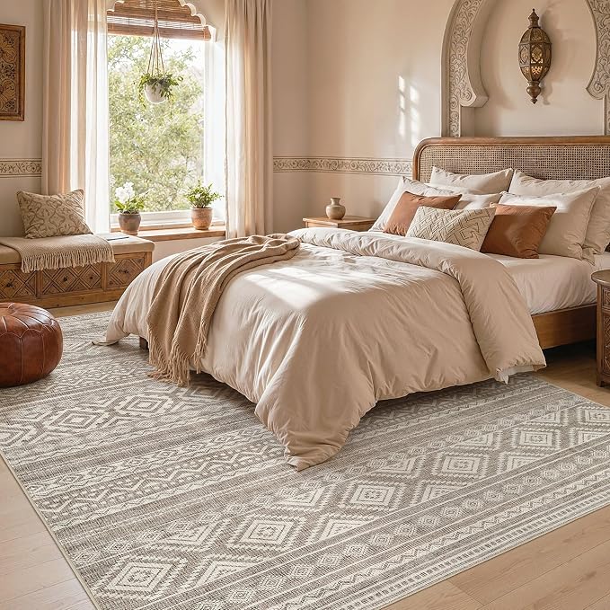 cotiled Boho 7x9 Area Rug for Living Room: Large Moroccan Washable Rug | Solve - Image 5