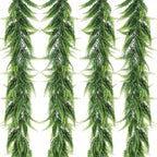 RECUTMS 4pcs Ferns Garland 6 FT Ivy Vines Fake Plant Artificial Hanging Plant Faux Boston Ferns Greenery Leaves Fake Vines for Outdoor Indoor Home Garden Decoration Party Table Wall Decoration(Green)