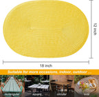 AHHFSMEI Placemats Set of 4 for Dining Table Washable Woven Vinyl Non-Slip 18x12 inches Placemat Heat-Resistant Durable Table Mats for Dining Table Easy to Clean (Oval Yellow, 4)