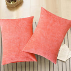 CaliTime Throw Pillow Covers Decorative 20 X 26 Inches Pack of 2 Cozy Chenille Standard Pillow Shams Cases for Couch Sofa Bed Living Room Home Living Coral