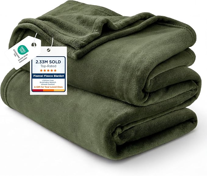 Bedsure GentleSoft Fleece Blanket Twin Size Olive Green by Unknown