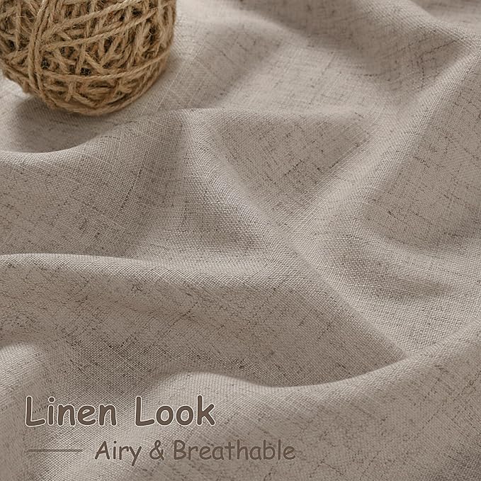 Extra Long 120 Inch Curtains for Living Room Ecru Flax Linen Light Filtering - Image 4
