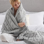 Bedsure Cable Knit Throw Blanket for Couch Bed - Breathable Chenille Chunky Knit Throw Blanket for Decorative Gift, GentleSoft Cozy and Warm for Winter and All Seasons, Grey, 50x60 Inches