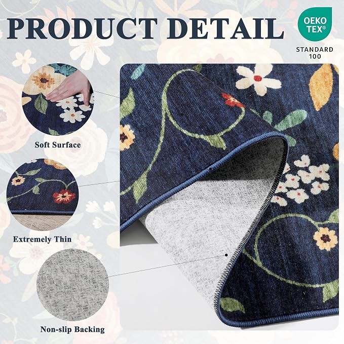 DUKINO 2x10 Runner Rug, Washable Kitchen Runner Rug Non Slip, Low Pile - Image 5