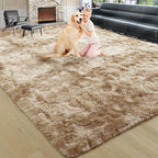 4x6 Tie-Dyed Beige Fluffy Soft Area Rug Non-Slip - Image 9