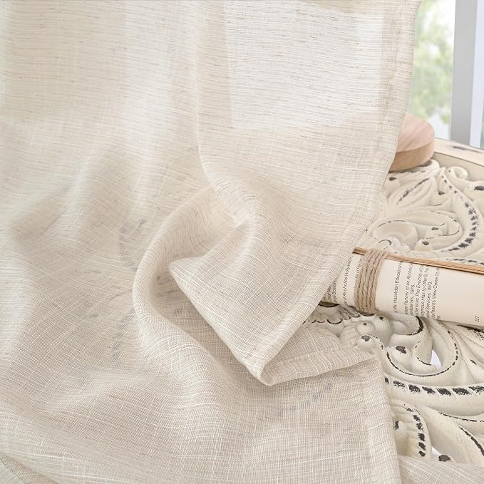 BGment 80 Inches Long Linen Semi Sheer Curtains - Image 8