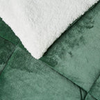 Amazon Basics Reversible Sherpa Comforter Set with Pillow Sham, Green, King