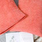 CaliTime Throw Pillow Covers Decorative 20 X 26 Inches Pack of 2 Cozy Chenille Standard Pillow Shams Cases for Couch Sofa Bed Living Room Home Living Coral