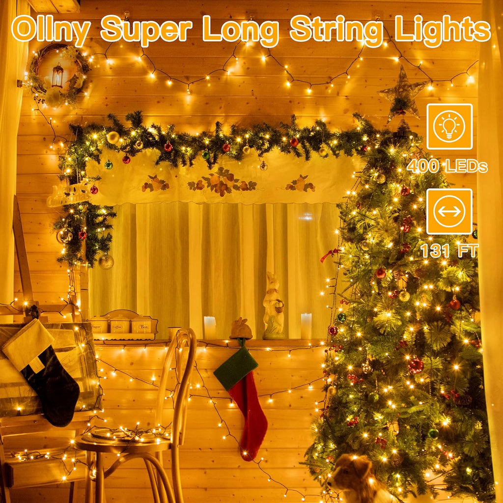 Ollny Christmas Lights, 131FT 400 LED Color Changing Christmas Tree Lights with 11 Modes Remote Control, Waterproof Outdoor Christmas Lights for Outside Indoor Patio Xmas Decorations