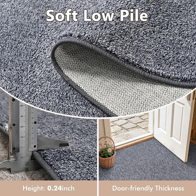 2x10 Grey Blue/White Runner Rug Washable Non-Slip - Image 5