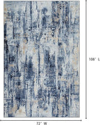 6x9 Area Rugs for Living Room: Washable Abstract Blue Gold Badroom Carpet | - Image 2