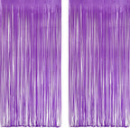 Purple Foil Fringe Party Backdrop - GREATRIL Party Streamers for Mermaid/Butterfly/Wednesdays/Star Birthdays Party Decoration - 3.2ft X 8.2ft - 2 Packs