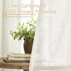 Semi Sheer Linen Curtains 36 Inch Length 2 Panels, 25 x 36 Inch | Light - Image 5
