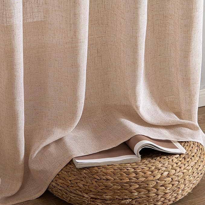 MIULEE Natural Beige Linen Curtains 52x45 Inch Long - Image 7