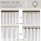 Semi Sheer Pinch Pleated Boho Linen Window Curtains 63 Inch Long 2 Panels | - Image 4