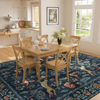 DUKINO 9x12 Area Rug for Living Room Washable Animal Rug Non Slip Navy Blue | - Image 6