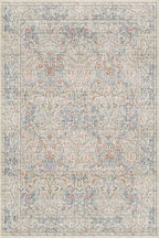 Vintage Washable Beige Blue Area Rugs - Image 2